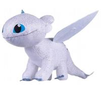 Grande Peluche Dragons : furie Eclair Dragon Blanc 80 cm - Set Grande Peluche Licence XL avec 1 Carte Animal - Enfant