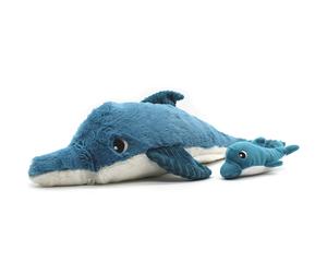 Grande peluche Tofou le dauphin maman et bébé bleu (50 cm)