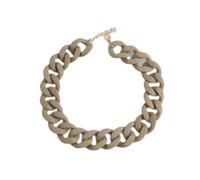 Grande personnalité de la Mode Polyvalente Photographie de Rue en Caoutchouc Acrylique Sensation givrée Bague Boucle chaîne Collier même Style pour Hommes et Femmes réglable, Kaki, Taille Unique