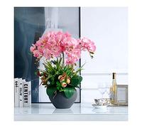 Grande pièce maîtresse de table florale artificielle, de grande taille phalaenopsis arrangement de fleurs artificielles, simulation fausse orchidées bonsaï en pot pour la maison / salon / bureau pour
