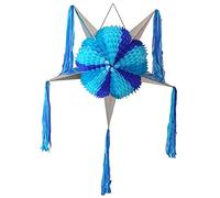 Grande piñata mexicaine bleue à 5 branches pour garçons et filles, pinata mexicaine faite à la main, pinata d'anniversaire, pinata Quinceanera, pinata Cinco de Mayo pour révélation du sexe de la fête, piñata pliable pouvant supporter jusqu'à 2,7 kg de bonbons