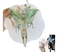 Grande pince à cheveux en forme d'ailes de fée en forme de larmes de papillon pour femme, pince à cheveux papillon et perles pour coiffures (vert)