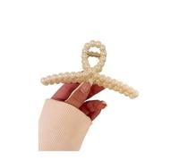 Grande pince à cheveux en perles de tempérament, élégante l'arrière la tête, queue cheval, française rétro Simple, 1 pièce(1pc cross pearl)