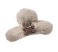 Grande pince à cheveux, pince à cheveux tendance, barrette à cheveux en peluche, 13 cm, réutilisable, en velours, forte tenue, pince à coiffer avec adorable motif d'ours pour filles, femmes