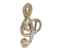 Grande pince à griffe en forme de note de musique, notes florales | Barrette à cheveux en acrylique avec deux dents et mécanisme à ressort, 12,7 cm pour demi-arrangements