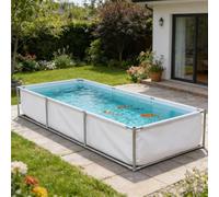 Grande Piscine D'aquaculture,Piscines À Cadre Piscine Rectangulaire | Conteneur De Stockage d'eau en PVC,Bassin à Poissons Hors Sol pour Aquaculture,Élevage de Poissons Rouges,Carpes,Koïs