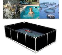Grande piscine rectangulaire avec cadre en acier pour les familles et les enfants, montage facile, cadre en métal durable, rustine de réparation incluse