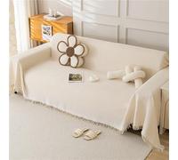 Grande Plaid Canape Tissé Gaufré Pompons Housse Canapé Universelle 1 2 3 4 Places Moderne Couverture Canape Réversible Couvre-lit Polyvalent Décorative Canapés Lits Et Fauteuils (Beige,180x230cm)