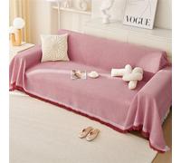 Grande Plaid Canape Tissé Gaufré Pompons Housse Canapé Universelle 1 2 3 4 Places Moderne Couverture Canape Réversible Couvre-lit Polyvalent Décorative Canapés Lits Et Fauteuils (Rouge,180x260cm)