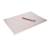 Grande planche à découper en acier inoxydable 304 avec rebord - 80 x 57,9 cm - Grande planche à découper en acier avec rouleau à pâtisserie - Planche à nouilles en métal - Planche à pétrir pour