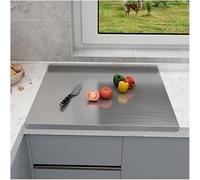 Grande planche à découper en acier inoxydable 316 avec couvercle et coussinet antidérapant pour la cuisine, idéale pour la viande, les légumes, le pain et la pâtisserie