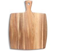 Grande planche à découper en bois d'acacia de 42,2 x 33 cm avec poignée - Grandes planches à charcuterie en bois de boucher - Planche à découper de viande pour décoration de cuisine, pain, fromage