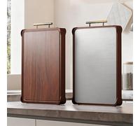 Grande Planche À Découper En Bois La Cuisine Planche À Découper Double Face De Qualité Alimentaire Construction En Bois Et PP Facile À Nettoyer Idéal Couper La Viande(Ebony+Metal,17.9x12.8in)