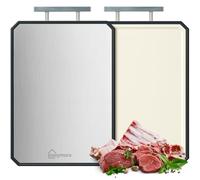 Grande planche à découper en titane double face, 40,6 x 27,9 cm (L x l) pour cuisine, planche à découper en titane pur/paille de blé pour viande, facile à nettoyer, planches à découper non toxiques