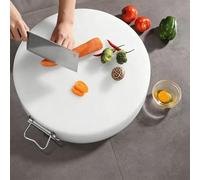 Grande planche à découper ronde en plastique - Planche de boucher professionnelle extra-épaisse en PE avec poignée, idéale pour les primeurs, les épiceries fines(18.89in,1.96in)