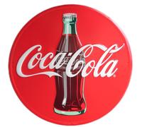 Grande Plaque 60cm Coca Cola Rouge Tole Ronde Emboutie Metal Usa