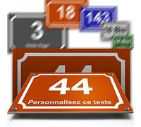 Grande plaque aluminium/polyethylene numéro rue décorative - pour maison, garage, porte, et boite aux lettres - collection classique : 2 lignes personnalisables