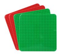 Grande plaque Compatible avec Lego Duplo, 38 x 38 cm plaque de base, jouet de construction pour filles et garçons (4 pièces, 2 rouges, 2 vertes)
