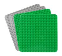 Grande plaque compatible avec Lego Duplo, plaque de base 38 x 38 cm, jouet de construction pour filles et garçons (4 pièces, 2 verts, 2 gris)