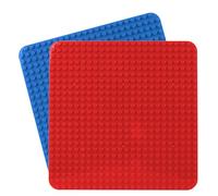Grande plaque compatible avec Lego Duplo, plaque de base 38 x 38 cm, jouet de construction pour filles et garçons (2 pièces, rouge, bleu)