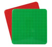 Grande Plaque Compatible avec Lego Duplo, Plaque de Base 38 x 38 cm | jouet de construction pour filles et garçons (2 pièces, rouge, vert)