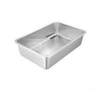 Grande plaque de cuisson rectangulaire en acier inoxydable avec couvercle de fixation, pour rôtir et conserver les aliments (32 x 22 x 7 cm)