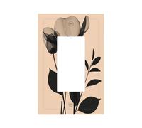 Grande plaque murale pour interrupteur mural à bascule simple avec motif floral et feuilles sur fond beige pour décoration de maison, cuisine, salle de bain
