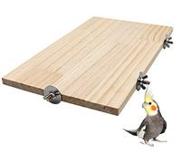 Grande plate-forme de support pour perchoir à oiseaux, accessoires de cage en bois naturel pour petits animaux, perchoir rectangulaire pour perroquet, perruche, calopsitte, rat, hamster, cochon d'Inde