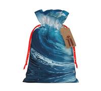 Grande pochette avec cordon de serrage imprimé vague de l'océan HD pour cadeaux, adorables sacs cadeaux réutilisables, parfaits pour les bijoux et plus encore