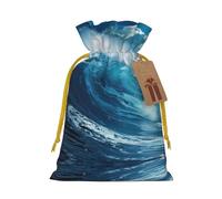 Grande pochette avec cordon de serrage imprimé vague de l'océan HD pour cadeaux, adorables sacs cadeaux réutilisables, parfaits pour les bijoux et plus encore