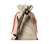 Grande pochette réutilisable en toile de jute (couronne d'épines) - Sacs de Noël rustiques avec cordon de serrage - Taille M