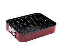 Grande poêle à rôtir à dinde en acier inoxydable 40,6 x 30,5 cm avec revêtement anti-adhésif et grille en forme de V pour une cuisson plus saine