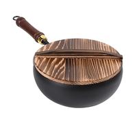 Grande poêle en fer traditionnelle sans revêtement avec couvercle pour cuisine, maison et extérieur