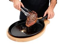 Grande poêle en fonte - chauffante antiadhésive uniforme, poêle à frire durable, récipient de cuisson polyvalent | Batterie de cuisine de qualité professionnelle pour barbecue de cuisine intér