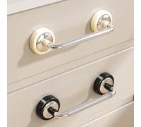 Grande poignée auto-adhésive à ventouse pour portes en verre et parois de douche, construction solide en ABS et PET avec base de 68 mm (noir + argent)