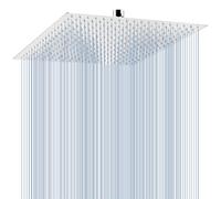 Grande Pomme de Douche au Plafond de 40.5cm - Voolan Pommeau de Douche Carré à Haute Pression en Acier Inoxydable pour une Douche Confortable - Installée au Mur ou Plafond (16'' Chrome)