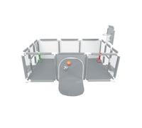Grande Portable Enfants avec Ventouse Base Antidérapante, Modulable,Pliable,parc pour enfant en bas âge Avec Porte Zippée,50 Balles,Basketball Rack,Avec 4 Ventouses-180 * 120 * 66cm-Gris foncé