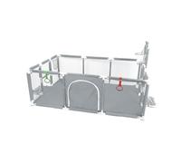 Grande Portable Enfants avec Ventouse Base Antidérapante, Modulable,Pliable,parc pour enfant en bas âge Avec Porte Zippée,50 Balles,Basketball Rack,Avec 4 Ventouses-180 * 120 * 66cm-Gris foncé