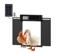 Grande porte de poulailler automatique, avec minuteur et capteur de lumière, fonction intelligente anti-pincement, écran LCD programmable et télécommande, énergie solaire et deux méthodes
