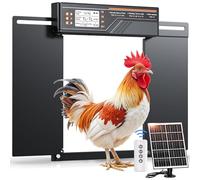 Grande Porte Poulailler Automatique Solaire, MASTERFUN Double Porte Coulissante Latérale, Porte Automatique Poulailler Solaire avec Minuterie, Fonction Lumière, Télécommande, Fonction Anti-pincement