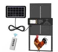 Grande porte poulailler solaire automatique programmable avec minuterie | Ecran LCD étanche, télécommande | chargement USB | Protection sécurité contre prédateurs, tranquillité pour vos poulets | Noir