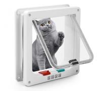 Grande porte pour chats avec serrure à 4 voies - résistante aux intempéries fine pour mur, fermeture magnétique pour animaux domestiques, porte extérieure (M)