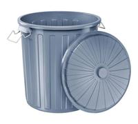 Helit | Poubelle avec couvercle | polypropylène | gris | capacité 73 l