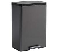 Rubbermaid Poubelle Double Flux Elite inox 60L Gris Charbon - Pédale en Acier, Couvercle Dilencieux, Tri Déchets et Recyclage, Pour Cuisine Maison ou Bureau - 2145985