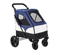 Grande poussette for chien, landau for chien, poussettes de luxe for chiens de taille moyenne et grande, poussette for animaux de compagnie à 4 roues, équipement for animaux de compagnie, poussette de