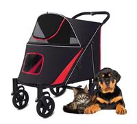 Grande poussette pour chien Poussette de luxe Poussette pour animaux de compagnie de qualité supérieure Poussette à 4 roues pour chats, chiens et plus encore, porte-bébé pliable Poussette pour chiens
