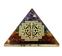 Grande pyramide d'orgone | Cristal pyramidal naturel des sept chakras | Grande pyramide d'orgonite Sri Yantra | Guérison par l'énergie positive des pyramides d'organes