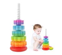Grande Pyramide pour Bébé Jouet à Empiler 40 cm - Arc-en-Ciel - Jouet Rotatif - Jouet sans BPA