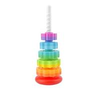 Grande Pyramide pour Bébé Jouet à Empiler 40 cm, Jouet Rotatif pour bébé Arc-en-Ciel empilable Tour d'empilage rotative Jouet Montessori sans BPA Anneaux de Couleurs à empiler