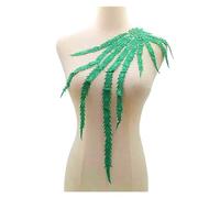 Grande queue de phénix brodée avec des appliques en dentelle, tissu à pampilles, fleur, col, robe mariée, passementerie, décor soirée pour DIY t - shirt jeans vêtements appliques(Green)
